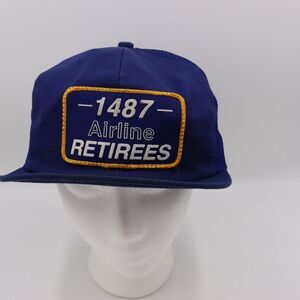 Airline Retirees 1487 Vintage Navy Blue Trucker Mesh Snapback Flight Cap Hat